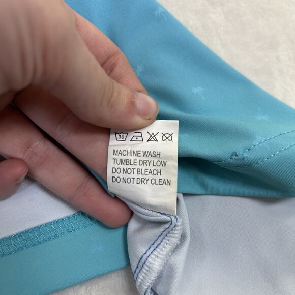 Sunday Swagger Golf Polo Shirt Blue Ombre Palm Tree Short Sleeve Men's Size XL - Picture 6 of 10